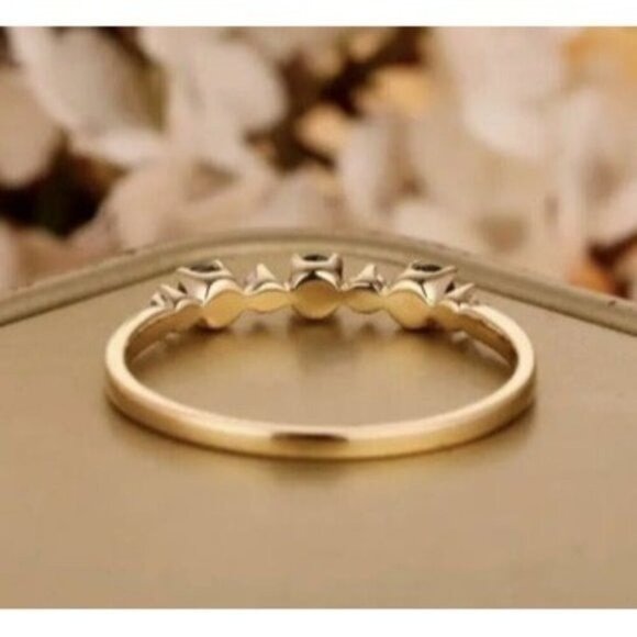 14k Gold Plated Blue Diamond Ring - Picture 2 of 8